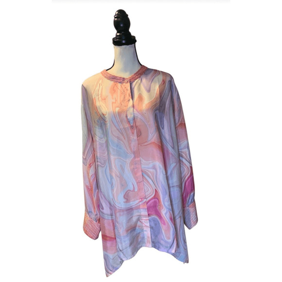 Johnny Was Silk Top Pink Multi Boho Tunic - Picture 11 of 13